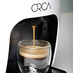 ORCA espresso machine brewing a cup of espresso