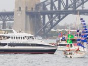 The ‘Magistic Two’ catamaran cruising on Sydney Harbour during Australia Day
